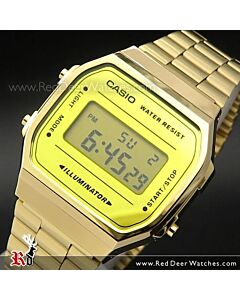 Casio Gold Vintage Mirror Face Digital Stainless Steel Unisex Watch A168WEGM-9