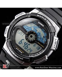 Casio Men's World Time Alarm Digital Sports Watch AE-1100W-1A, AE1100W