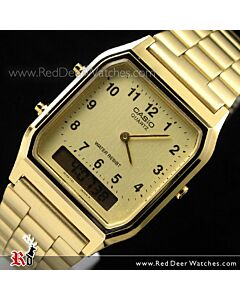 CASIO DIGITAL ANALOG VINTAGE WATCH AQ230 AQ-230GA-9B GOLD