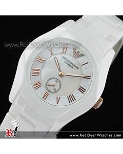 Emporio Armani Chronograph White Ladies Ceramic Watch AR1418