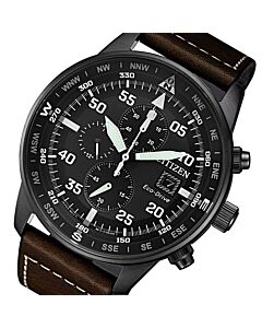 Citizen Eco-Drive Chronograph Leather Strap Mens Watch CA0695-17E