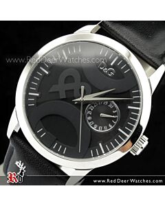 D&G Twin Tip Black Leather Strap Ladies Watch DW0699