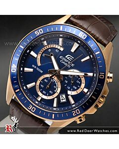 Casio Edifice Rose Gold Genuine Leather Band Mens Watches EFR-552GL-2AV, EFR552GL