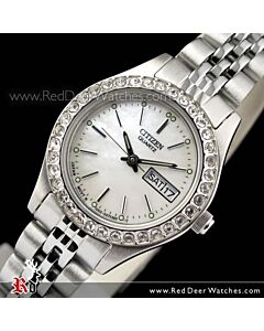 Citizen Swarovski Crystal Silver Tone Ladies Dress Watch EQ0537-51D