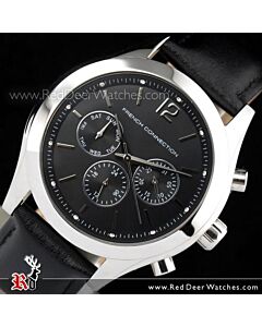 French Connection Chronograph Black Leather Strap Unisex Watch FC1144B