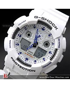 Casio G-Shock Velocity Indicator Alarm Watch GA-100A-7A, White