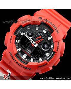 Casio G-Shock Red Analog Digital Watch GA-100B-4A GA100B