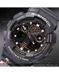 Casio G-Shock Black and Rose Gold Analog Digital Watch GA-100GBX-1A4, GA-100GBX