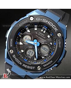 Casio G-Shock Analog Digital Solar Resin Band Black Blue Sport Watch GST-S300G-1A2, GSTS300G
