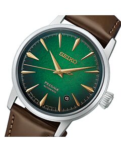 Seiko Presage Cocktail Time Automatic Green Dial Leather Watch HCB002J1