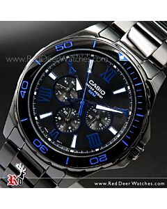 Casio Black Ion Plated Screw Lock Crown Watch MTD-1075BK-1A2V, MTD1075BK