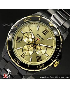 Casio Black Ion Plated Screw Lock Crown Watch MTD-1075BK-9AV, MTD1075BK