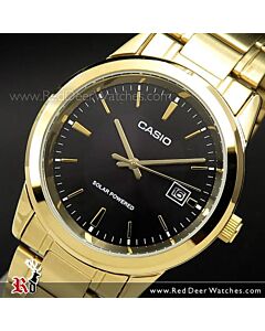 Casio Solar Powered Black Gold Stainless Steel Band Watch MTP-VS01G-1A, MTPVS01G