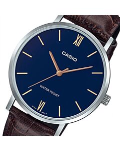 Casio Quartz Brown Leather Strap Unisex Watch MTP-VT01L-2B