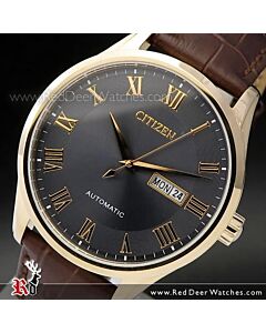 Citizen Machanical Automatic Brown Leather Strap Watch NH8363-14H