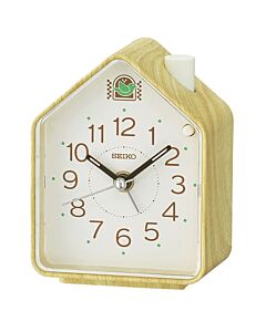 Seiko QHP011A Bird Sound Compact Stylish White Brown 11cm Alarm Clock