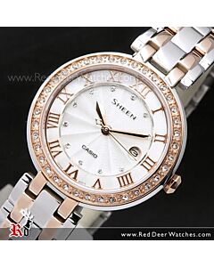 Casio Sheen Pink Gold Swarovski Stainless Steel Ladies Watch SHE-4034BSG-7A, SHE4034BSG