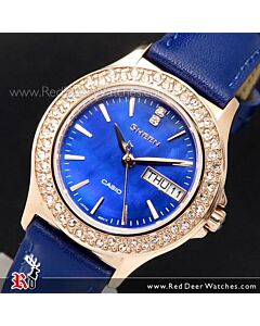 Casio Sheen Gold Blue Leather Strap Ladies Watch SHE-4800GL-2A, SHE4800GL