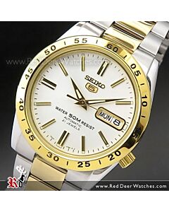 Seiko 5 Two Tone White Face Day Date Mens Watch SNKE04K1, SNKE04