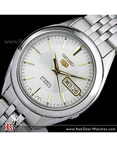 SEIKO 5 Automatic White Gold Mens Watch See-thru Back SNKL17K1, SNKL17