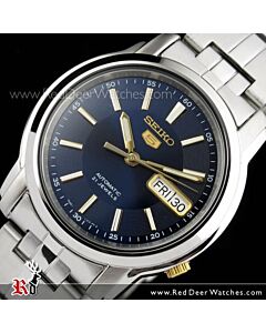 SEIKO 5 Automatic Blue Gold Mens Watch See-thru Back SNKL79K1, SNKL79