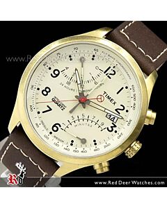 Timex Intelligent Quartz Fly-Back Chronograph Gold Brown Watch T2P510