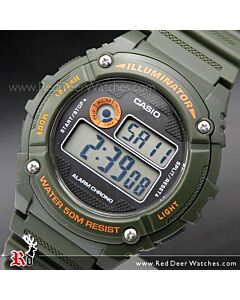 Casio Alarm Stopwatch 50M Digital Watch W-216H-3B, W216H