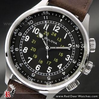 Bulova Automatic 21 Jewel A-15 Pilot Military Leather Sapphire Watch 96A245 
