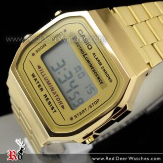 Casio Vintage Retro style Unisex Gold Digital Watch A168WG-9, A168WG