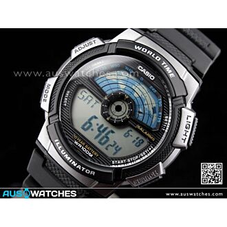 Casio Men's World Time Alarm Digital Sports Watch AE-1100W-1A, AE1100W