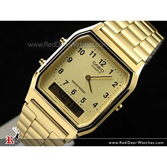 CASIO DIGITAL ANALOG VINTAGE WATCH AQ230 AQ-230GA-9B GOLD