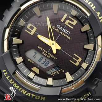 Casio Solar Powered World time 100M Black Gold Watch AQ-S810W-1A3, AQS810W