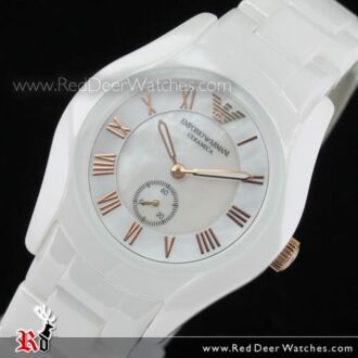 Emporio Armani Chronograph White Ladies Ceramic Watch AR1418