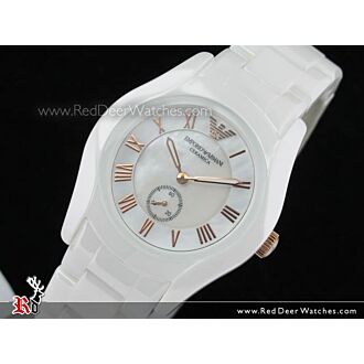 Emporio Armani Chronograph White Ladies Ceramic Watch AR1418
