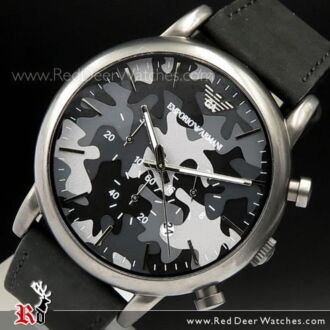 Emporio Armani Camouflage Leather Strap Men Watch AR1816