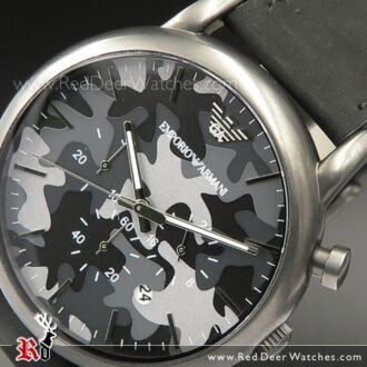 Emporio Armani Camouflage Leather Strap Men Watch AR1816