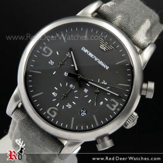 Emporio Armani Black Dial Canvas Camouflage Strap Men Watch AR1817