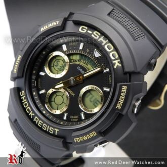 Casio G-Shock Black and Rose Gold Analog-Digital 200m Watch AW 