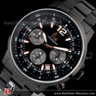 I.s Mens Chronograph Tachymeter All Black 100M Watch B8238CC-10
