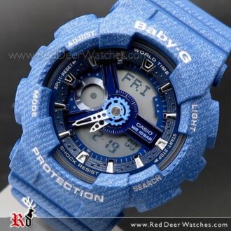 Casio Baby-G Denim Pattern Analogue Digital Limited Sport Watch BA-110DC-2A2, BA110DC