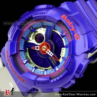 Casio Baby-G Analog Digital 100M Ladies Purple Blue Sport Watch BA-112-2A, BA111
