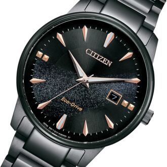 Citizen Eco-Drive Galaxy Black Dial Sapphire Mens Watch BM7595-89E