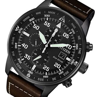 Citizen Eco-Drive Chronograph Leather Strap Mens Watch CA0695-17E