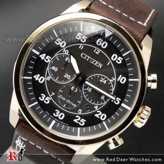 Citizen Eco-Drive Aviator Chronograph 100m Leather Strap Watch CA4213-00E