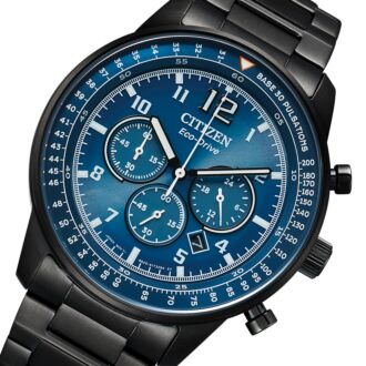 Citizen Eco-Drive Chronograph Black Stainless Steel Watch CA4505-80L