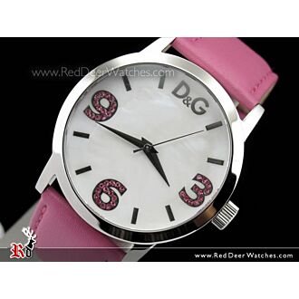 D&G Pose Ladies' White Dial Leather Strap Watch DW0693