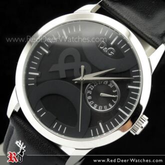 D&G Twin Tip Black Leather Strap Ladies Watch DW0699