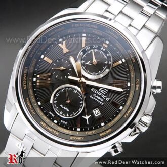 Casio Edifice World Time Sapphire Alarm Mens Watch EFB-301JD-1A, EFB301JD Made in Japan