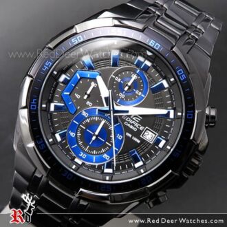 Casio Edifice Black Blue Ion Plated Mens Watches EFR-539BK-1A2V, EFR539BK