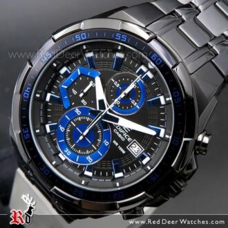 Casio Edifice Black Blue Ion Plated Mens Watches EFR-539BK-1A2V, EFR539BK